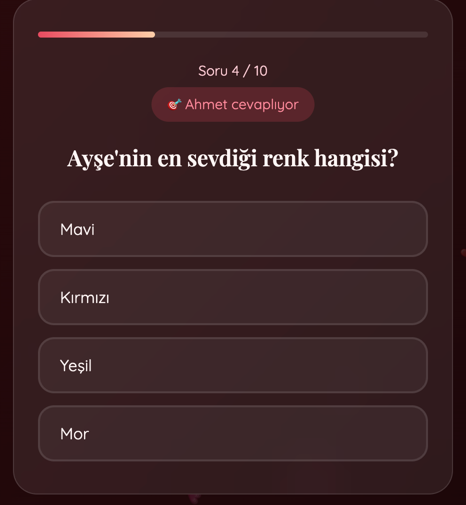 Kişiye Özel Web Test Oyunu (İsimli, Temalı & Paylaşılabilir)